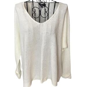 Lulus Easy Inspiration Cream Ivory V-Neck Pullover Sweater Loose Knit M